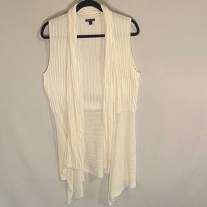 Lafayette 148 White Cardigan Knit Sleeveless Sweater Size large